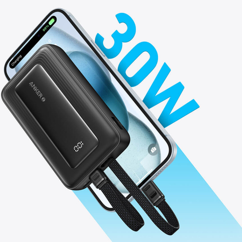 Externe Batterij Anker PowerCore, 10000mAh, 30W, QC + PD, 1 x Lightning - 1 x USB-A - 2 x USB-C, Zwart A1680G11