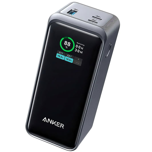 Externe Batterij Anker Prime, 20000mAh, 200W, QC + PD, 1 x USB-A - 2 x USB-C, Zwart, Opnieuw verzegeld A1336011