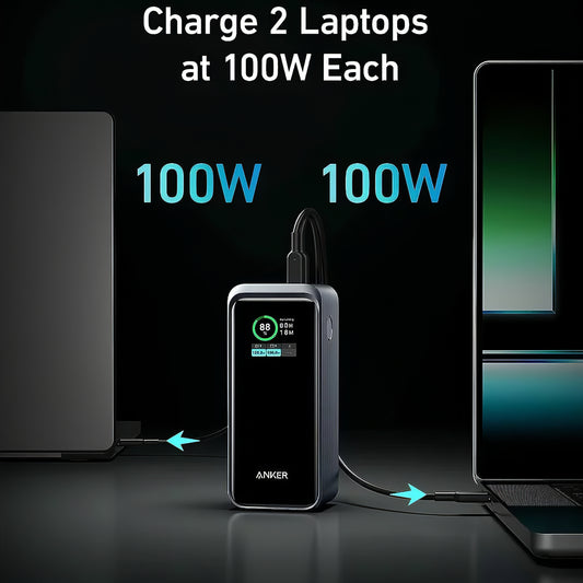 Externe Batterij Anker Prime, 20000mAh, 200W, QC + PD, 1 x USB-A - 2 x USB-C, Zwart, Opnieuw verzegeld A1336011