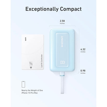Externe Batterij Anker Zolo, 10000mAh, 30W, QC + PD, 1 x USB-A - 2 x USB-C, Blauw A1688031