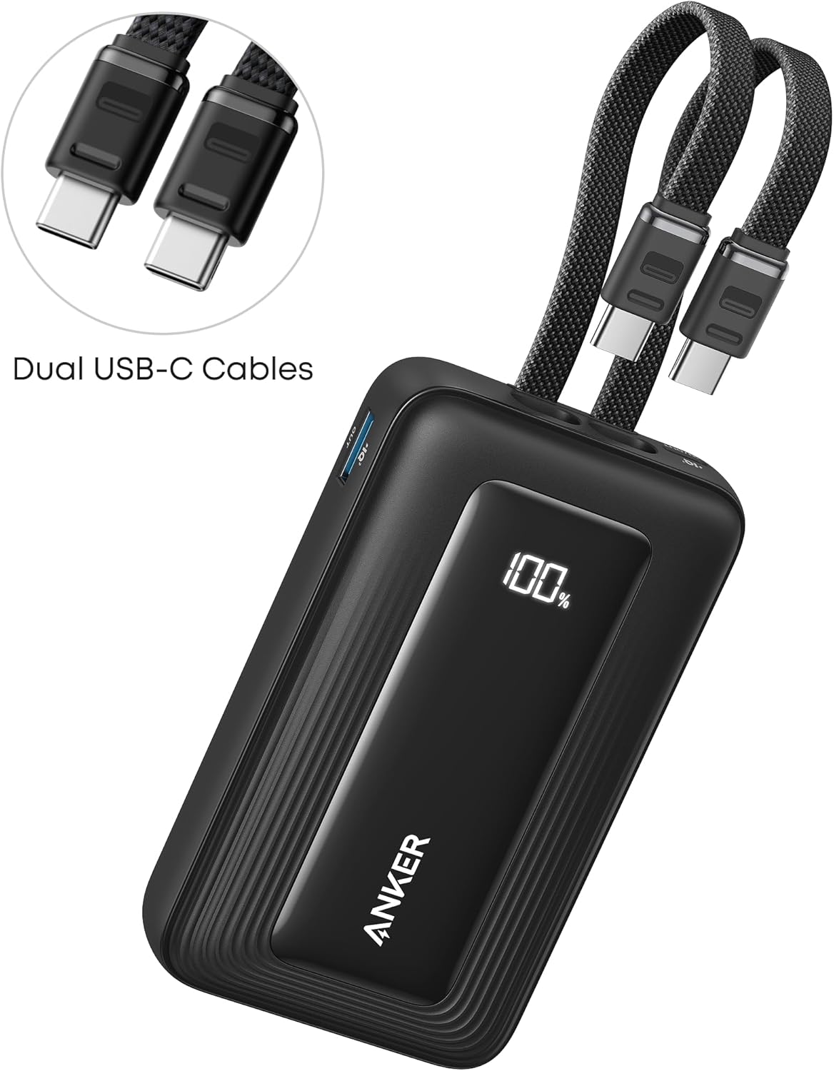 Externe Batterij Anker Zolo, 10000mAh, 35W, QC + PD, 1 x USB-A - 2 x USB-C, Zwart A1680H12