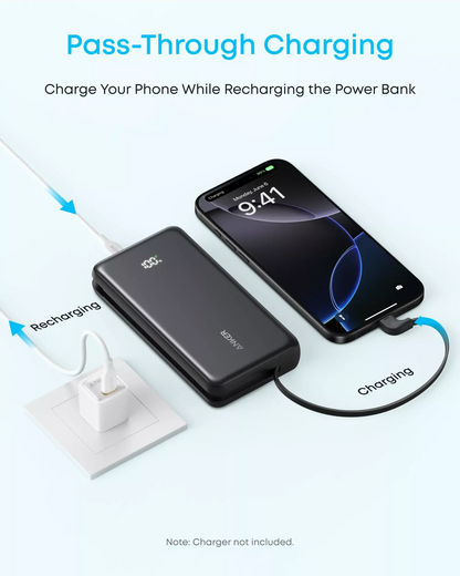 Externe Batterij Anker Zolo, 20000mAh, 22.5W, QC + PD, 1 x USB-A - 2 x USB-C, Zwart A110EH11