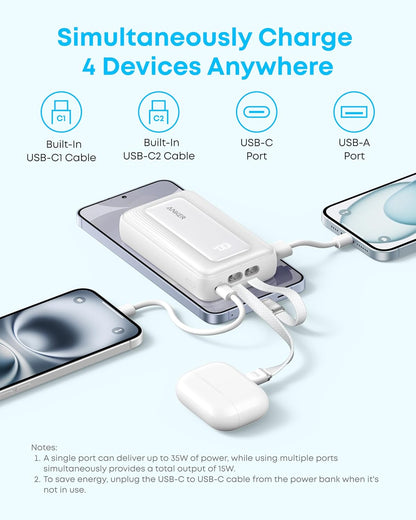 Externe Batterij Anker Zolo, 10000mAh, 35W, QC + PD, 1 x USB-A - 2 x USB-C, Zwart A1680H12