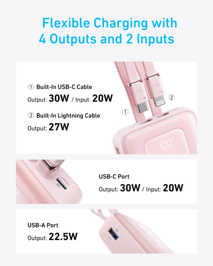 Anker Zolo powerbank, 20000 mAh, 30 W, QC + PD, 1 x Lightning - 1 x USB-A - 2 x USB-C, zwart A1681012