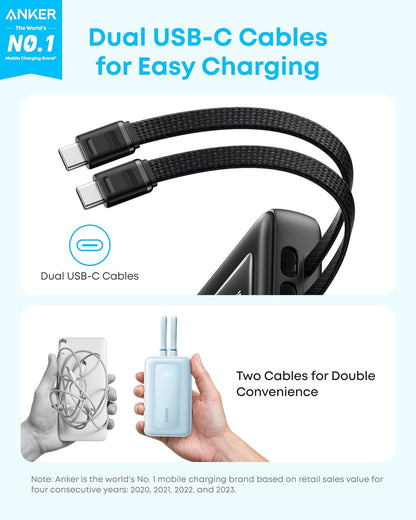 Externe Batterij Anker Zolo, 10000mAh, 35W, QC + PD, 1 x USB-A - 2 x USB-C, Zwart A1680H12