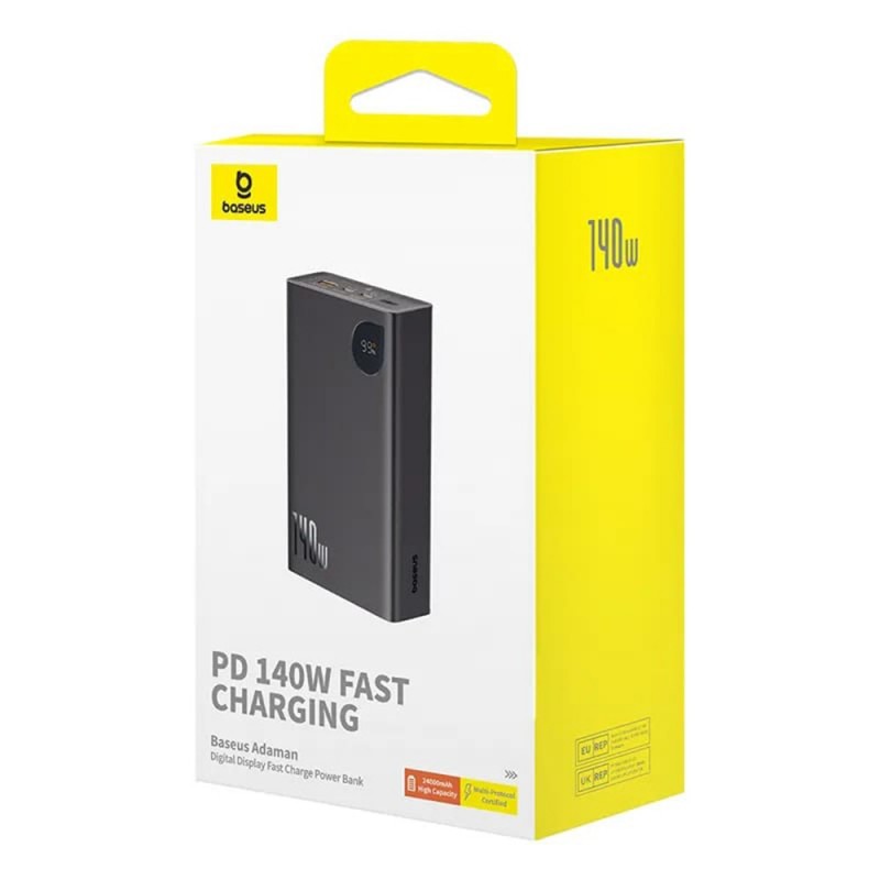 Baseus Adaman External Battery, 24000mAh, 140W, QC + PD, 1 x USB-C - 2 x USB-A, Black P10021508113-00