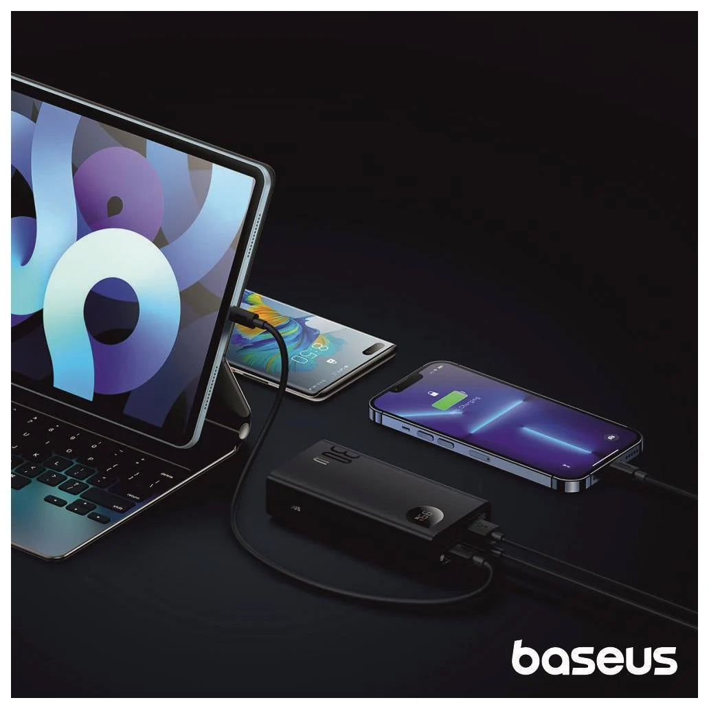 External Battery Baseus Adaman2, 10000mAh, 30W, QC + PD, 1 x USB-C - 2 x USB-A, Black PPAD040101