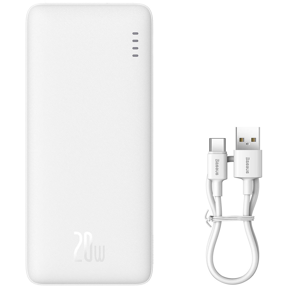 Baseus Airpow External Battery, 10000mAh, 20W, QC + PD, 1 x USB-A - 1 x USB-C, White