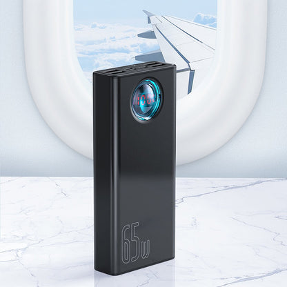 Externe Batterij Baseus Amblight Digital Display, 30000mAh, 65W, QC + PD, 1 x USB-C - 4 x USB-A, Wit PPLG000102