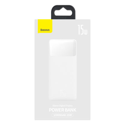 Baseus Bipow externe batterij, 10000mAh, 15W, 1 x USB-C - 2 x USB-A, Wit PPBD050002 