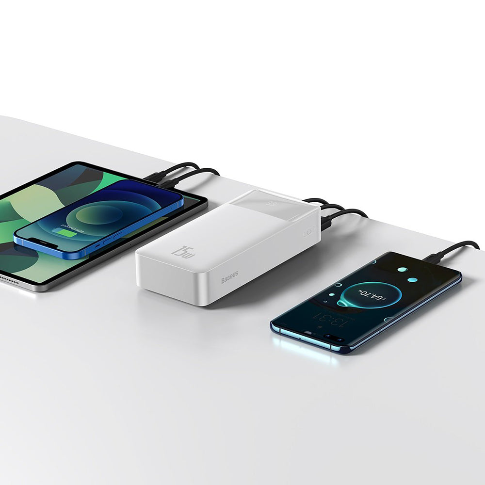 Externe Batterij Baseus Bipow, 30000mAh, 15W, 1 x USB-C - 2 x USB-A, Wit PPBD050202