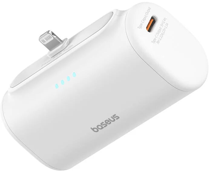 Externe Batterij Baseus Compact, 5000mAh, 20W, PD, 1 x Lightning - 1 x USB-C, Wit P10068307213-00