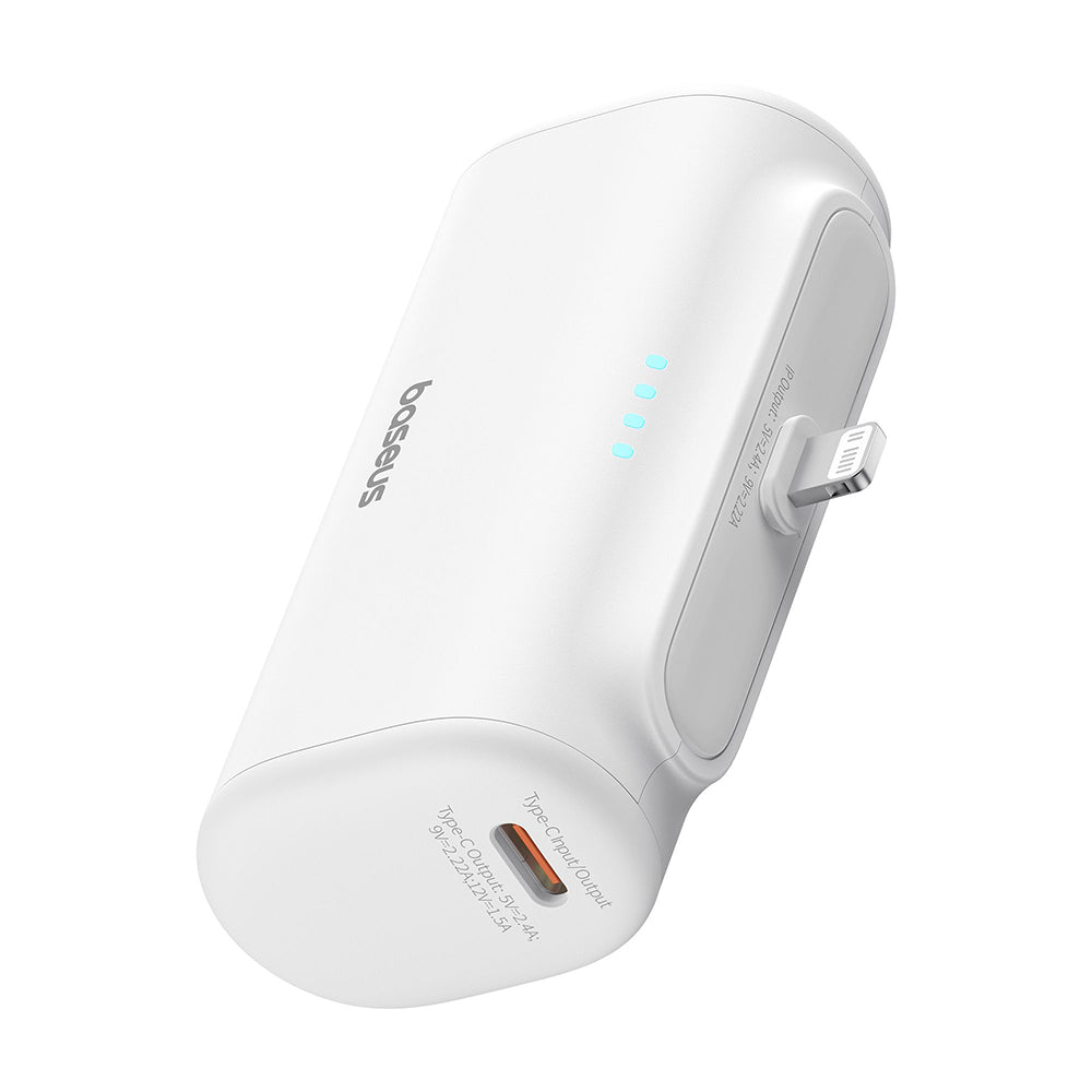 Externe Batterij Baseus Compact, 5000mAh, 20W, PD, 1 x Lightning - 1 x USB-C, Wit P10068307213-00