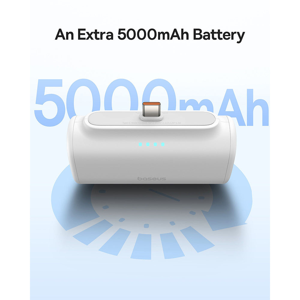 Externe Batterij Baseus Compact, 5000mAh, 20W, PD, 1 x Lightning - 1 x USB-C, Wit P10068307213-00