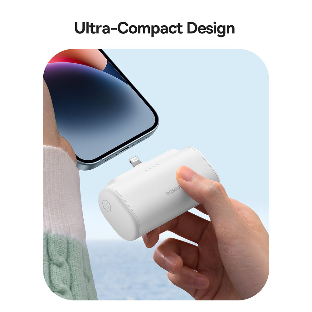 Externe Batterij Baseus Compact, 5000mAh, 20W, PD, 1 x Lightning - 1 x USB-C, Wit P10068307213-00