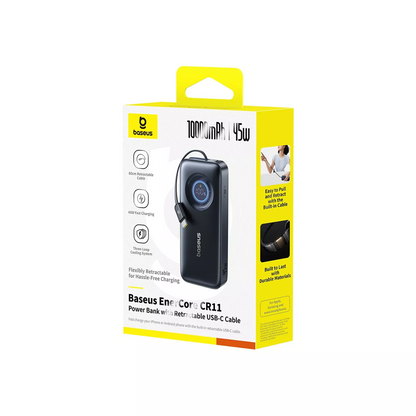 Externe Batterij Baseus EnerCore CR11, 10000mAh, 45W, PD, 2 x USB-C, Zwart E0027G01