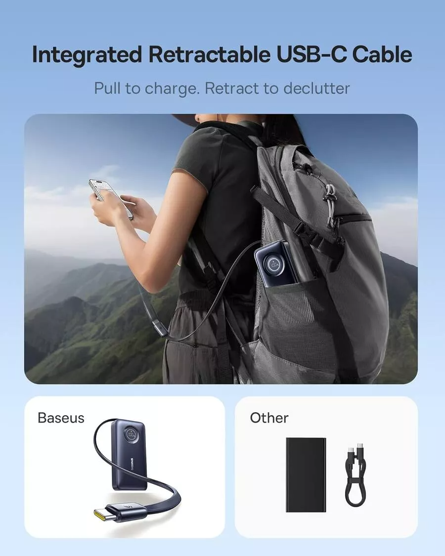 Externe Batterij Baseus EnerCore CR11, 10000mAh, 45W, PD, 2 x USB-C, Zwart E0027G01