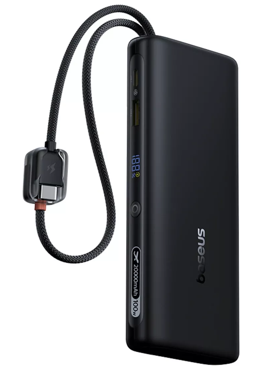 Externe Batterij Baseus EnerFill FC41, 20000mAh, 100W, QC + PD, 1 x USB-A - 3 x USB-C, Zwart E0028N03