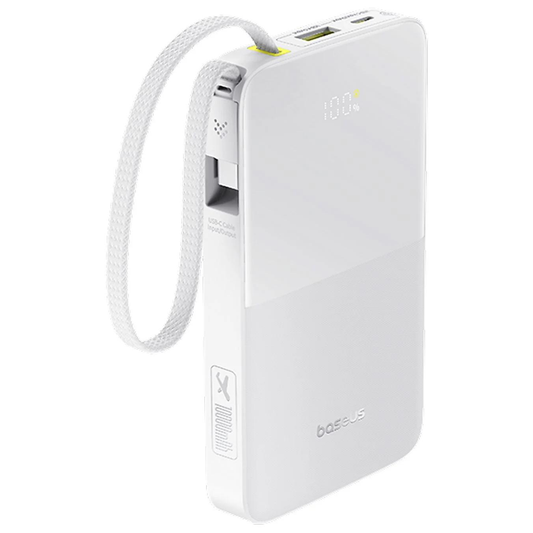 Externe Batterij Baseus EnerFill Bipow2 Pro, 10000mAh, 22.5W, QC + PD, 1 x USB-A - 2 x USB-C, Wit E0027601