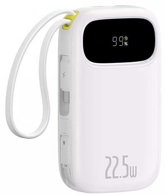 Externe batterij Baseus EnerFill FC31, 10000mAh, 22.5W, QC + PD, 1 x Lightning - 1 x USB-A - 2 x USB-C, Wit P10082106213-00