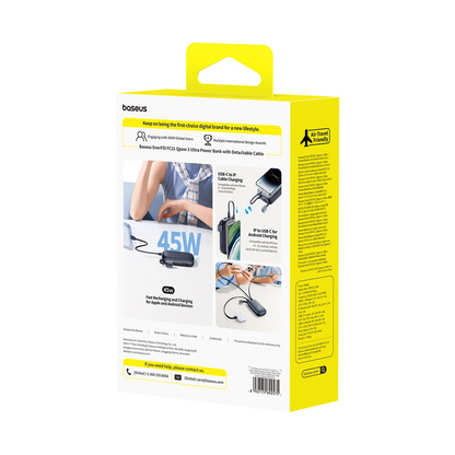 Externe Batterij Baseus EnerFill FC21 QPow 3 Ultra, 20000mAh, 45W, QC + PD, 1 x USB-A - 1 x USB-C, Zwart E0027P00