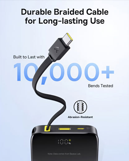 Externe Batterij Baseus EnerFill Bipow2 Pro, 10000mAh, 22.5W, QC + PD, 1 x USB-A - 2 x USB-C, Zwart E0027600
