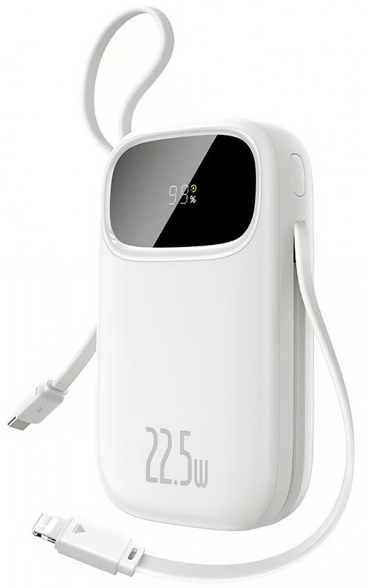 Externe batterij Baseus EnerFill FC31, 10000mAh, 22.5W, QC + PD, 1 x Lightning - 1 x USB-A - 2 x USB-C, Wit P10082106213-00
