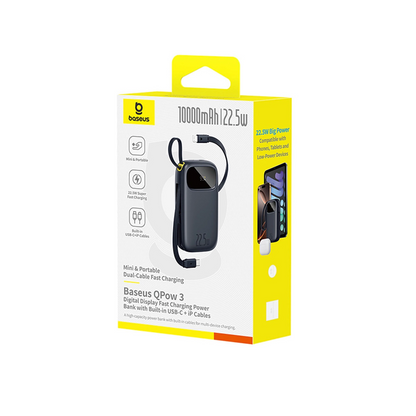 Externe Batterij Baseus EnerFill FC31, 10000mAh, 22.5W, QC + PD, 1 x Lightning - 1 x USB-A - 2 x USB-C, Zwart