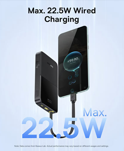 Externe Batterij Baseus EnerFill Bipow2 Pro, 10000mAh, 22.5W, QC + PD, 1 x USB-A - 2 x USB-C, Zwart E0027600