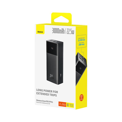 Externe Batterij Baseus EnerFill FP41, 30000mAh, 22.5W, QC + PD, 1 x USB-C - 2 x USB-A, Zwart