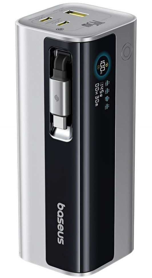 Externe Batterij Baseus EnerGeek GR11, 20000mAh, 145W, QC + PD, 1 x USB-A - 3 x USB-C, Zilver E0027B02