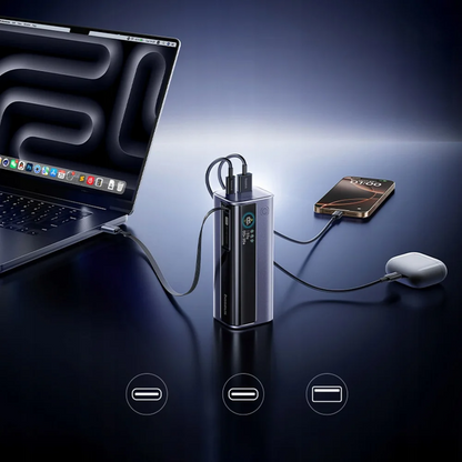 Externe Batterij Baseus EnerGeek GR11, 10000mAh, 100W, QC + PD, 1 x USB-A - 2 x USB-C, Grijs E0027A01
