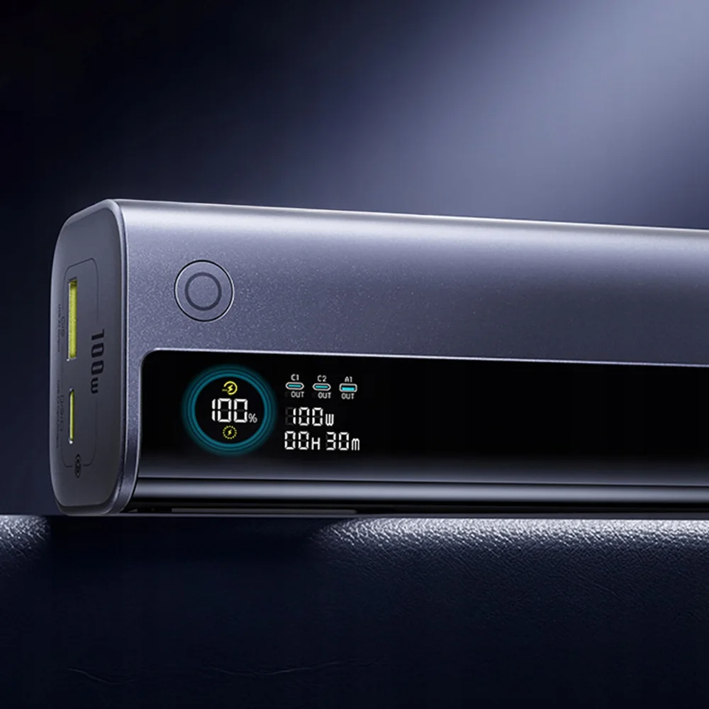 Externe Batterij Baseus EnerGeek GR11, 10000mAh, 100W, QC + PD, 1 x USB-A - 2 x USB-C, Grijs E0027A01