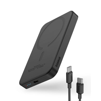 Baseus Magnetische Mini Draadloze Externe Batterij, 5000mAh, 20W, PD + FQI, 1 x QI - 1 x USB-C, Zwart P10022107113113-00