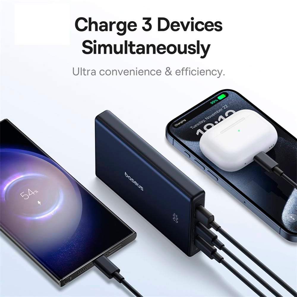 Externe Batterij Baseus PicoGo, 10000mAh, 20W, QC + PD, 1 x USB-A - 2 x USB-C, Zwart P10076801123-00