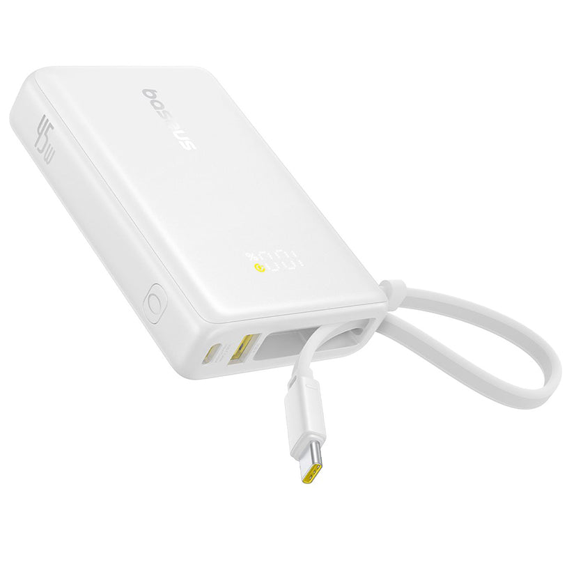 Externe Batterij Baseus PicoGo, 10000mAh, 45W, QC + PD, 1 x USB-A - 2 x USB-C, Wit P10076803213-00