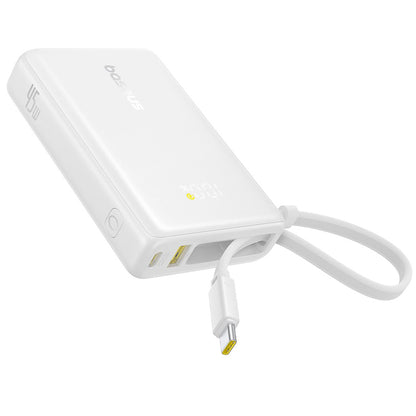 Externe Batterij Baseus PicoGo, 10000mAh, 45W, QC + PD, 1 x USB-A - 2 x USB-C, Wit P10076803213-00