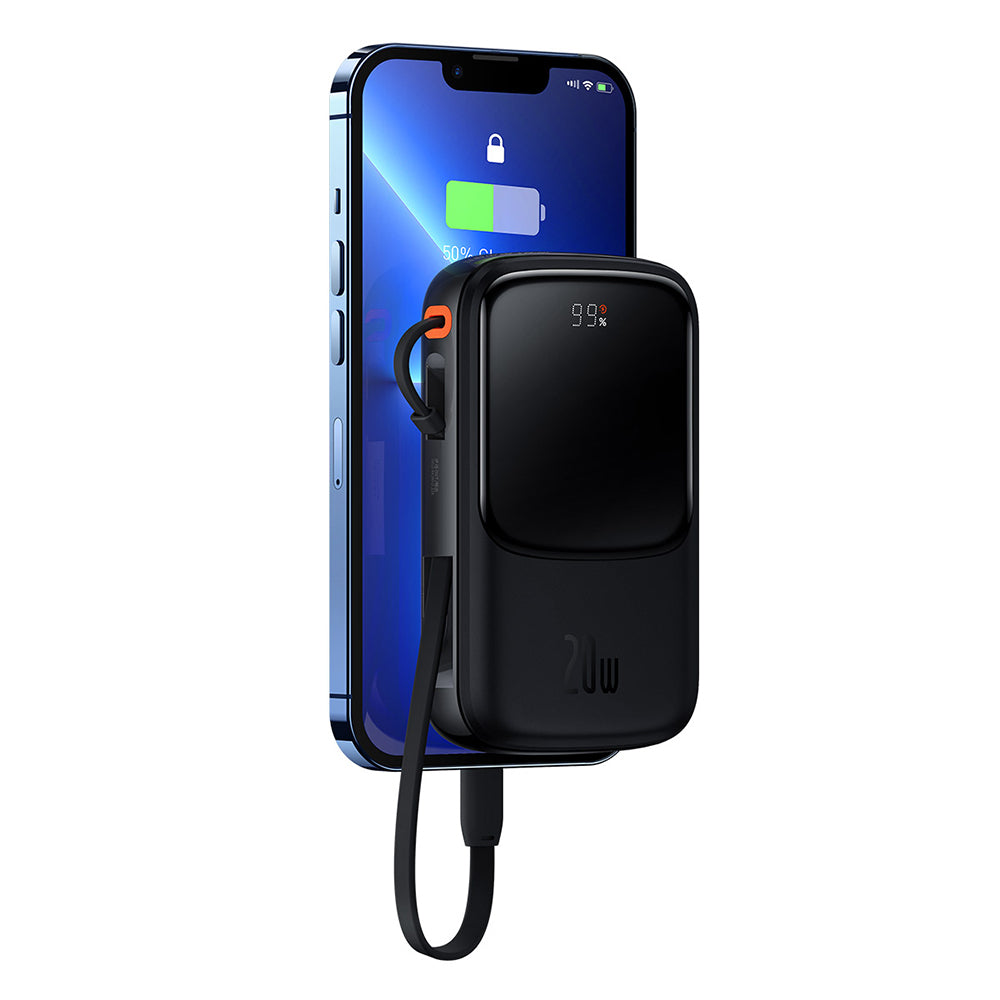 Externe Batterij Baseus Qpow Pro, 20000mAh, 20W, QC + PD, 1 x Lightning - 1 x USB-A - 1 x USB-C, Zwart PPQD040001