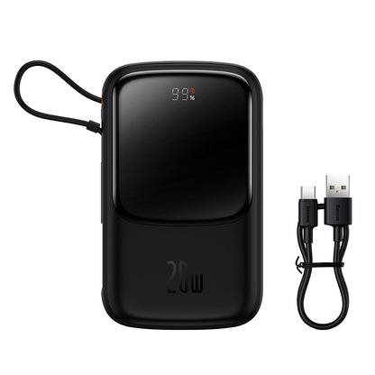 Externe Batterij Baseus Qpow Pro, 20000mAh, 20W, QC + PD, 1 x Lightning - 1 x USB-A - 1 x USB-C, Zwart PPQD040001