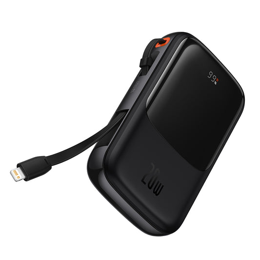 Externe Batterij Baseus Qpow Pro, 10000mAh, 20W, QC + PD, 1 x Lightning - 1 x USB-A - 1 x USB-C, Zwart PPQD020001