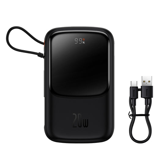 Externe Batterij Baseus Qpow Pro, 10000mAh, 20W, QC + PD, 1 x Lightning - 1 x USB-A - 1 x USB-C, Zwart PPQD020001