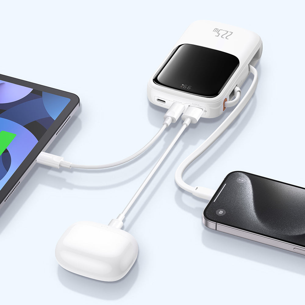 Externe Batterij Baseus Qpow Pro+, 10000mAh, 22.5W, QC + PD, 1 x USB-A - 2 x USB-C, Wit P10067101213-00
