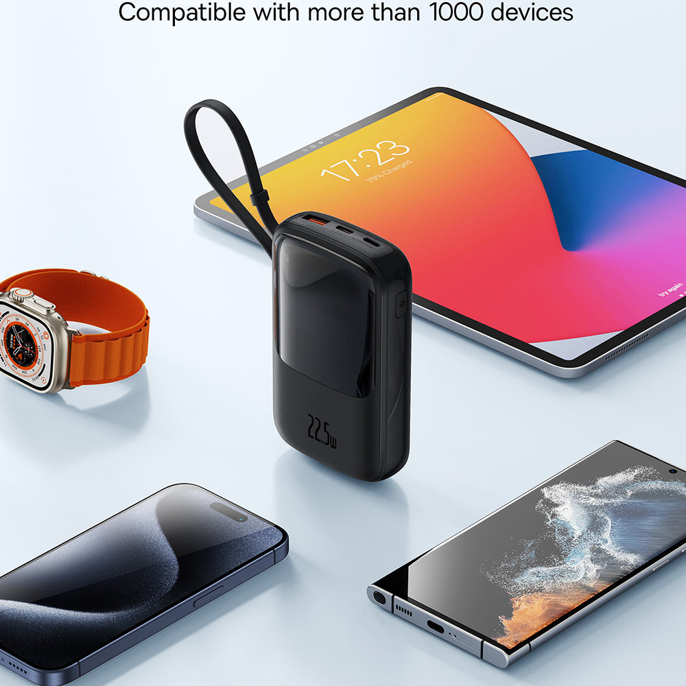 Externe Batterij Baseus Qpow Pro+, 10000mAh, 22.5W, QC + PD, 1 x USB-A - 2 x USB-C, Zwart P10067101113-00