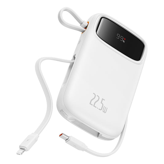 Externe Batterij Baseus Qpow2, 20000mAh, 22.5W, QC + PD, 1 x Lightning - 1 x USB-A - 2 x USB-C, Wit P10055002223-00
