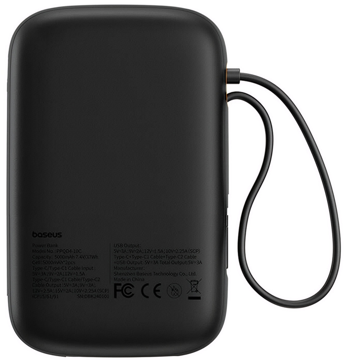 Externe Batterij Baseus Qpow2, 20000mAh, 30W, QC + PD, 1 x USB-A - 3 x USB-C, Zwart P10055009113-00
