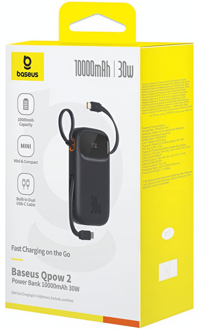 Externe Batterij Baseus Qpow2, 20000mAh, 30W, QC + PD, 1 x USB-A - 3 x USB-C, Zwart P10055009113-00