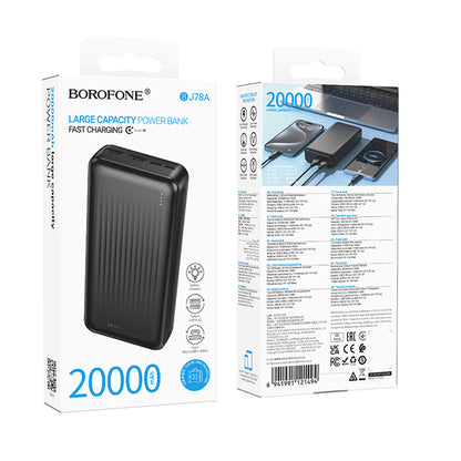 Externe Batterij Borofone BJ78A Clever, 20000mAh, 10W, 2 x USB-A, Zwart