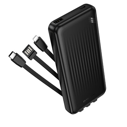 Borofone BJ79 Clever External Battery, 10000mAh, 10W, 1 x Lightning - 1 x USB-A - 1 x USB-C, Black