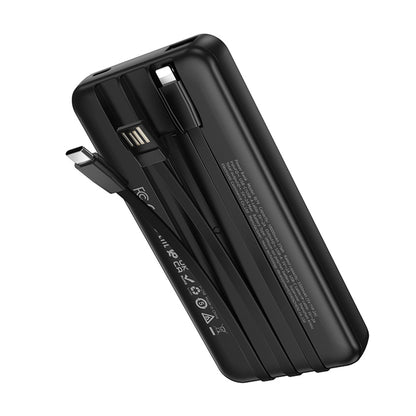 Borofone BJ79 Clever External Battery, 10000mAh, 10W, 1 x Lightning - 1 x USB-A - 1 x USB-C, Black