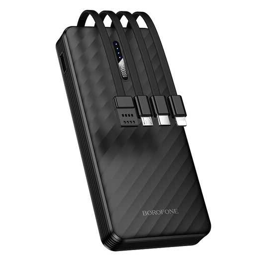 Externe batterij Borofone BJ84 Smooth, 10000mAh, 10W, 1 x Lightning - 1 x microUSB - 1 x USB-A - 1 x USB-C, Zwart